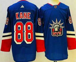 Men's New York Rangers #88 Patrick Kane Blue 2022 Reverse Retro Authentic Jersey Dzhi